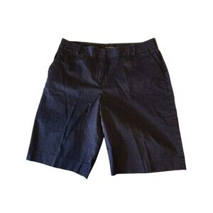 Talbots navy blue cotton Chino shorts Mid-rise Straight Leg Size 8 Women's